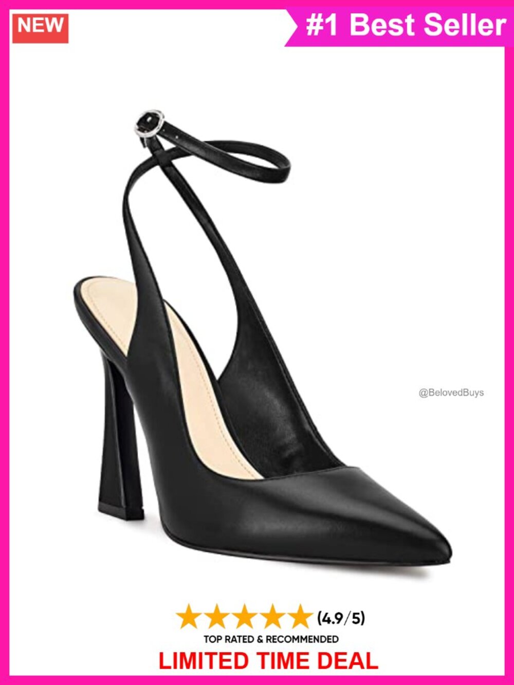 Pointed Toe Slingback High Heel Pumps Ankle Strap Dress Shoes